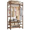 angelfanmily Stand Appendiabiti in bambù, Multifunzionale Appendiabiti Portatile, Design Aperto, Stand Appendiabiti da Terra per Vestiti,Cappelli, Scatola per Scarpe,Porta Abiti da Camera