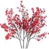 Minnhua 4PCS Fiori Artificiali da Interno Mazzo Fiori Gypsophila Artificiale Fiori di Seta Rosso Bouquet Fiori Artificiali Fiori Finti per Decorazioni Natale Casa Soggiorno Balcone Matrimonio Festa