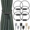 Milaloko 6 Pack Forte Tenda Magnetica Tiebacks con più Spessa Corda di Torsione Decorativa Tie Backs Holdbacks per Tende Tenda Finestra, Nero