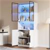 Shye Moderna vetrina minimalista con ante in vetro, vetrina con luci a LED, libreria per oggetti da collezione, temperatura colore regolabile e luminosità, bianco 80 x 30 x 200 cm.
