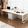 Generic Grande Scrivania per Due Persone con Cassetti, Doppia Scrivania per Computer, Postazione di Lavoro in Legno, Scrivania Lunga per 2 Persone, per Casa e Ufficio (Bianco, 190 cm)