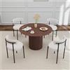 GrandCA HOME Set Tavolo e Sedie da Pranzo: Tavolo da Pranzo Rotondo in Legno da 120 cm + 4 Sedie, Per 4-6 Persone, Marrone Scuro + Bianco
