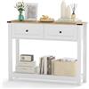 SOARS Tavolo Consolle Bianco 106 x 30 x 81,5 cm, Consolle Ingresso con 2 Cassetti e Ripiano Aperto, Tavolino Slim Salvaspazio Moderno per Soggiorno, Corridoio e Camera da Letto