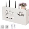 Generico Supporto per router WiFi a parete bianco, scatola di riposo a sospensione senza fori per pareti, decorazione per pareti domestiche e router, scatola per ricezione TV e telecomando