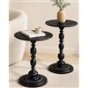Soayone Tavolino da Salotto Nero Set di 2 Tavolino da Divano Rotondo Metallo Tavolo da Balcone Salvaspazio Impermeabile Piccolo Tavolo da Giardino Esterno Interno Balcone, 40 x 54 cm