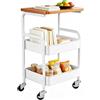 FARYODI Carrello da cucina a 3 livelli, rinforzato con ruote girevoli silenziose, scaffale salvaspazio, altezza 78 x larghezza 41,5 x larghezza 28,5 cm, carrello portaoggetti multifunzione per cucina