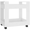 Teenpull Carrello da ufficio in legno bianco, 60 x 45 x 60 cm, con ruote e 2 scomparti aperti, carrello compatto per cucina, sala da pranzo, ufficio, organizzatore mobile, contenitore stabile e