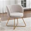 Ya-Home Poltrona Imbottita Sedia da Salotto Poltroncine Salotti Moderni con Gambe in Metallo Oro Poltroncina in Tessuto per Camera da Letto/Soggiorno, Beige