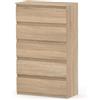 MRBLS_HOME Cassettiera con 5 cassetti, credenza in legno, 70 x 115 x 33,5 cm (larghezza x altezza x profondità) - Cassettiera stretta per camera da letto e corridoio - Mensola con cassetti (sonoma)