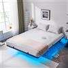 Bonnlo Telaio letto 180 x 200 cm con rete a doghe, letto 180 x 200 cm con illuminazione a LED, letto in metallo robusto, letto sospeso con altezza 36 cm, nero (senza materasso)