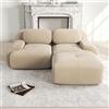 Muskel Divano in Cord Moderno Modulare Divano Angolare a Forma di L Divano Letto con Ottomano Mobile Senza Montaggio Divano Cloud Boneless per Soggiorno (Kaki, 2 Posti+1)