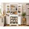 Xinyvee Credenza Cucina Alta, Mobile Dispensa Alto 4 Ante e Cassetti con Ripiani Regolabili e Portaspezie sulla Porta, Colonna Bagno Alta e Stretta per Salvaspazio, 76x40x182cm