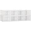 HOMCOM Mobile Scarpiera Modulare Salvaspazio per Interni, Armadio Modulare con Fori di Ventilazione, 8 Cubi 28x36x21cm in Plastica PP, Bianco e Trasparente