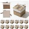 Dorunova Set 12 Scatoline Portaconfetti Prima Comunione Cresima Bomboniere Legno Juta (Stile D)