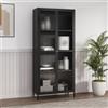 [en.casa] Armadio a Vetrata 4 Scomparti 180x80x35 cm in Acciaio Nero