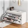 Rorquscade Scarpiera con Seduta da Ingresso in Legno, Panca Ingresso 60cm Salvaspazio Cassapanca Portaoggetti Mobile per Soggiorno(White)