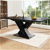 SACOOL Tavolo da pranzo allungabile nero con effetto marmo, moderno design a X, tavolo allungabile per 4-6 persone, stabile guida in metallo, per cucina e sala da pranzo