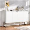 Poeahu Credenza moderna 120 x 30 x 80 cm, mobile basso con 4 ante senza maniglia, mobile portaoggetti soggiorno con gambe in metallo dorato, stile minimalista moderno, per sala da pranzo, soggiorno o cucina