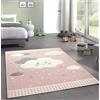 Teppich-Traum Merinos Tappeto per Asilo Tappeto per Gioco Nuvole in Rosa Größe 120 cm Rund
