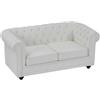 Vente-unique - Divano fisso 2 posti Chesterfield - similpelle - bianco