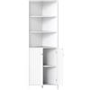 GIANTEX Armadio ad angolo alto, mobile da bagno con 3 ripiani aperti e 2 ante, ripiano inferiore regolabile, kit antiribaltamento, 58 x 32 x 172,5 cm, organizer per soggiorno, camera da letto (bianco)