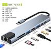NONE Hub USB C 8-in-1 7-in-2 7-in-1 Tipo C 3.1 con Adattatore HDMI 4K, RJ45, Lettore di Schede SD/TF, Ricarica Rapida PD per MacBook, Notebook, Laptop