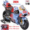 Maisto 1:18 2024 Gresini Racing MotoGP # 93 Marc Marquez # 73 Giocattolo regalo da collezione di modelli di motociclette in lega di fusione Alex Marquez