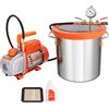 SucceBuy Camera per vuoto 3GAL/5GAL e kit pompa da 3,5 CFM Kit camera di degasaggio sottovuoto con coperchio in vetro temperato per stabilizzare le epossidie di legno