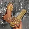 NONE Pantofole da donna Sandali piatti con strass Pantofole estive in cristallo di moda Comfort Scarpe da spiaggia antiscivolo Scarpe basse da donna Scivoli da donna