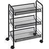 HOMCOM Carrello a 3 livelli per cucina e bagno con cestini, carrello di servizio con ruote, contenitore mobile 45x26,5x63 cm nero