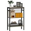 HOMCOM Tavolino HOMCOM, tavolino stretto a 3 livelli con ripiani portaoggetti, struttura in acciaio, tavolino da caffè, ch