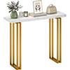 HOMCOM Consolle HOMCOM, Tavolo da ingresso, Mobile consolle con ripiano effetto marmo, Struttura in acciaio, Stile moderno e raffinato, Divano per soggiorno, 100x30x cm, Bianco e Oro