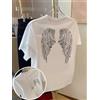 NONE T-shirt con stampa a caldo Angel Wings, design fronte e retro, girocollo casual unisex a maniche corte, top versatile per l'estate