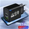 MAEBOXY Caricabatterie USB 65W a ricarica rapida tipo C ad alta velocità, adattatore da parete per cellulare per iPhone, Honor, Xiaomi, Huawei, Samsung, Oneplus