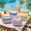 NONE Borsa per il Trucco e Pochette da Viaggio in Seersucker Personalizzata — Borsa da Toilette con Nome in Ciniglia Personalizzabile e Borsa da Spiaggia Estiva