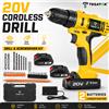 TEGATOK Trapano a percussione Tegatok 20V, avvitatore elettrico, trapano/avvitatore a percussione senza fili, 2 batterie agli ioni di litio + utensili elettrici con cassetta degli attrezzi
