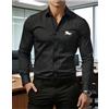 NONE Camicia slim fit da uomo con logo Running Horse, a maniche lunghe, casual business, con bottoni, resistente alle pieghe, 5 colori, taglie S-XXL