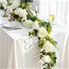 Lewondr Ghirlanda di Eucalipto Artificiale con Fiori, 2PCS 4M Ghirlande Fiorite Finte, Rampicanti Fiori Artificiali, Senza Manutenzione per Decorazione Tavolo Matrimonio, Sala Feste, Bianco