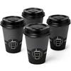 ecodrinks 100 Bicchieri di Carta 360ml + Coperchio, Bicchieri Monouso per Caffè Americano, Cappuccino Tè, Per Bevande, Asporto in Cartoncino Resistenti, Usa e Getta per Bar, Hotel, Ufficio, Eventi, BLACK