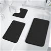 YNNHUDEEP Set di 3 tappetini da bagno, lavabili, antiscivolo, in morbido pile corallo, ad asciugatura rapida, colore nero