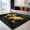 Generico Nero Tappeto Antiscivolo lavabile 90 x 150 cm Mappamondo Marmoreo Tappeti, Soggiorno Camera Da Letto Pelo Corto - Per soggiorno camera da letto sala da pranzo Domestica Tappeti