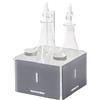 LINEE Recanati MEDITERRANEA Menage - Set Condimenti Porta Olio Aceto Sale Pepe in PMMA e Vetro 17x17x23 cm - Design Decorativo da Tavola - Made in Italy (Grigio Trasparente/Bianco)