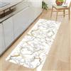 Masters House Biancheria per la Casa Tappeto Passatoia Cucina Larghezza 52cm Lunghezza Varie Antimacchia Antiscivolo - Stampa Digitale HD Effetto Marmo Dorato Bianco - 100% Microfibra - Lavabile - Made in Italy (52x280)