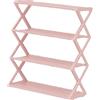 Gralara Scarpiera Con Struttura a 4 Ripiani 42x18,5x49,5 Cm, Scaffale Pieghevole Antiscivolo, Scaffali Portascarpe, Realizzato Con Telaio in Pp, Tubo Di Acciaio, Tessuto Non Tessuto, Rosa