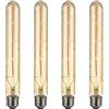 HUAMu E27 T30-225 Edison Lampadina a LED tubolare, 4 Watt(equivalente a 40 Watt), vintage a filamento Led, stile antico Lampada a vite in vetro ambra retrò 400LM Bianco caldo 2700k, confezione da 4