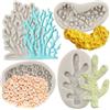 MYPRACS Set di 4 stampi in silicone a forma di corallo, per decorazioni di torte, pasta di gomma, cupcake, caramelle, cioccolato, argilla polimerica