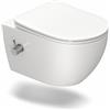 Teal Home WC con ugello integrato, WC sospeso con funzione bidet, WC con rivestimento nano-rivestimento, WC con rubinetto, sedile WC con abbassamento automatico, 53 x 36 x 35 cm