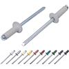 Marcopol Confezione da 20 rivetti ciechi verniciati 4,0 x 12 mm, testa a cupola, DIN 7337, rivetti in alluminio e mandrino in acciaio, rivetti Pop (20, grigio chiaro RAL 7035)