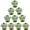 POFET Pomelli in ceramica vintage a forma di zucca per armadietto, cassetto, armadietto, decorazione per la casa, verde chiaro, 10 pezzi