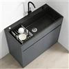 AnYaBinni Lavabo Indipendente in Acciaio Inox con Rubinetto Estensibile e Tubi Dell'acqua Calda e Fredda, Regolabile in Altezza Lavello da Cucina con Armadio Contenitore e Scolapiatti per Esterni, Interni